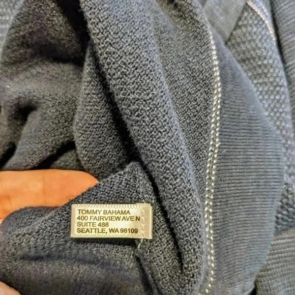 Tommy Bahama Sweater Mens Waffle Knit‎ Blue 1/4 Zip Pullover Cotton Large Beachy - Picture 6 of 6